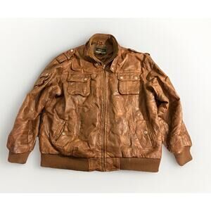 Men's Legacy Original Leather Wear Brown Patterned Jacket Size 4XL